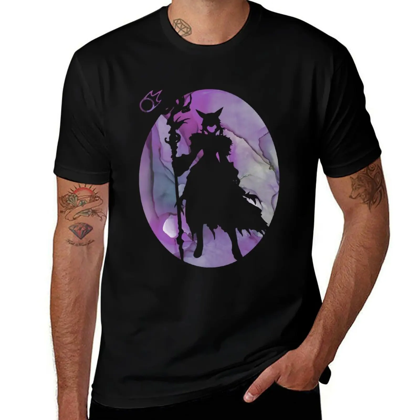 

FFXIV Y'shtola Black Mage Silhouette T-Shirt Lightweight Sport Basic T-Shirt