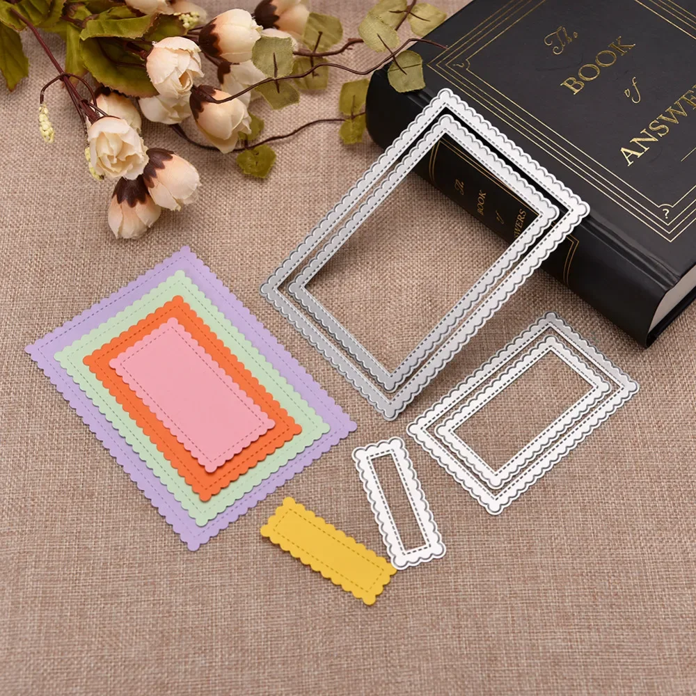 Rectangle Lace Frame Metal Cutting Dies DIY Scrapbooking Photo Album Decorative Embossing Stencil Paper Card Crafts