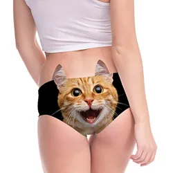 Women Panties Sexy Ear Laugh Cat 3d Underwear Personality Briefs Cat Printed Women Briefs Funny Female Anti Emptied Women Brief