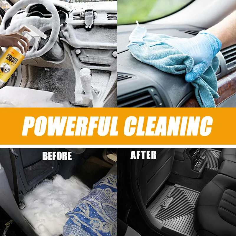 Multi Functional Foam Cleaner For Car Interior Decontamination And Cleaning Leather Seat Foam Head Cleaner Prevent Discoloration