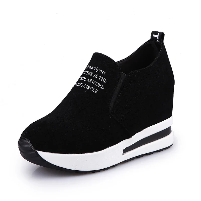 

Black Shoes Women Sneakers Leisure Platform Breathable Zapatos De Mujer Arrival Woman Wedge Increase Shoes