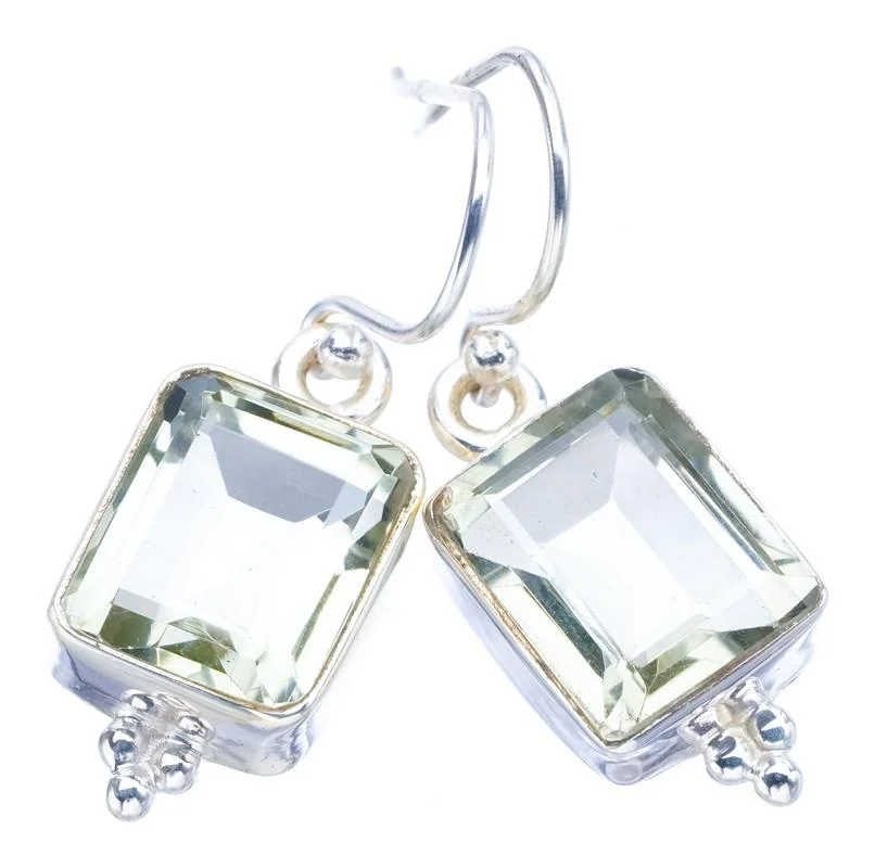 

Серьги ручной работы из серебра 1,25 дюйма с зеленым аметистом StarGems F5808