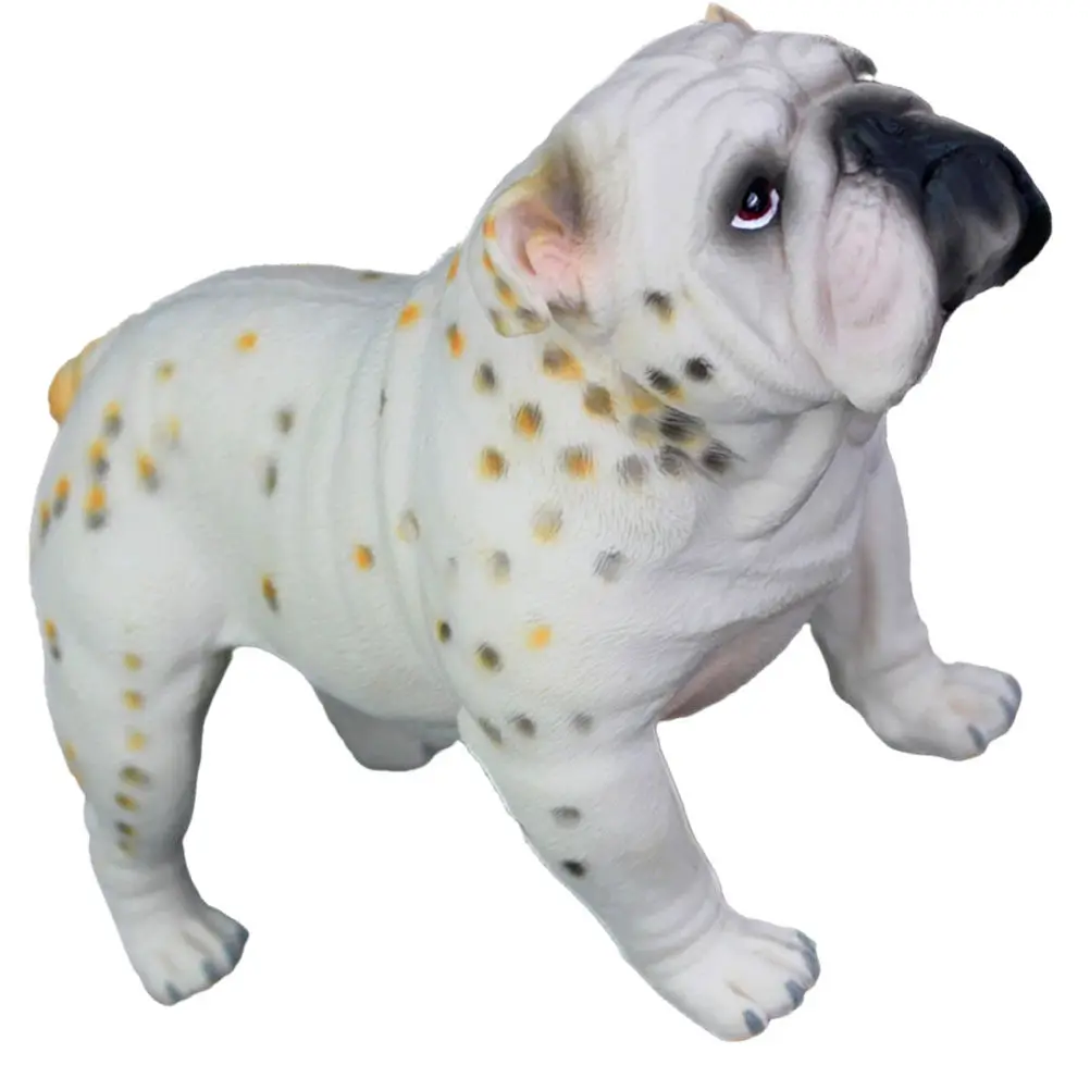 Bulldog Simulation Sculpture Lightweight Plastic Dog Statue Decorative Ornament for Kids Desktop Cake Decoration Cognitive Play