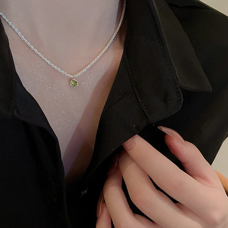 New Sparkling Starry Choker Necklace For Women Anniversary Bridal Wedding Clavicle Flat Chain Necklace Gift Jewelry
