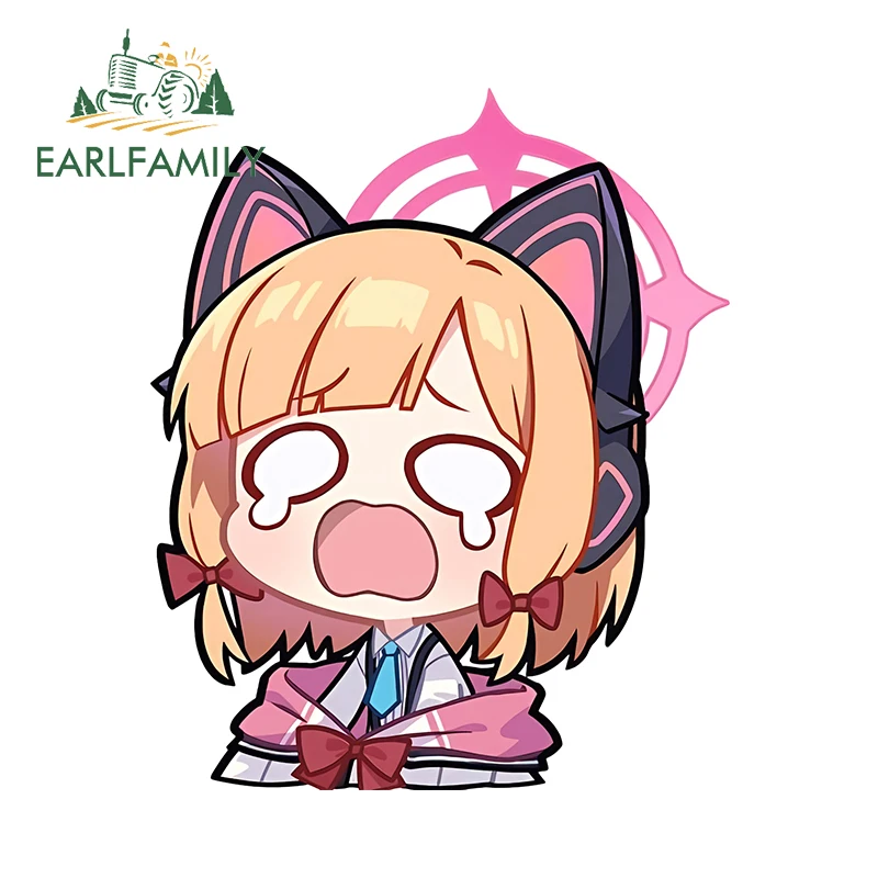 EARLFAMILY Cute Saiba Momoi Blue Archive Car Stickers Popular Character Graffiti Decal Vinyl Car Air Conditioner Accesorios