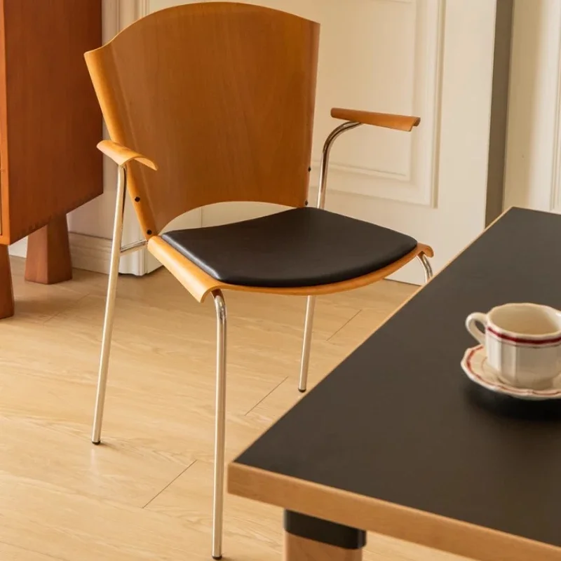 

Retro Designer Dining Chair, Home Stainless Steel Dining Chair, Medieval Style Living Room Creative Backrest Chair