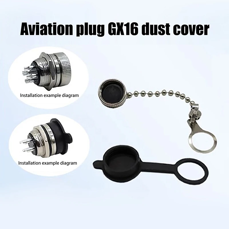 New 1Pair GX16 Connector Plug Cover Waterproof Dust Rubber Metal Cap Circular Connector Protective Socket Sleeves