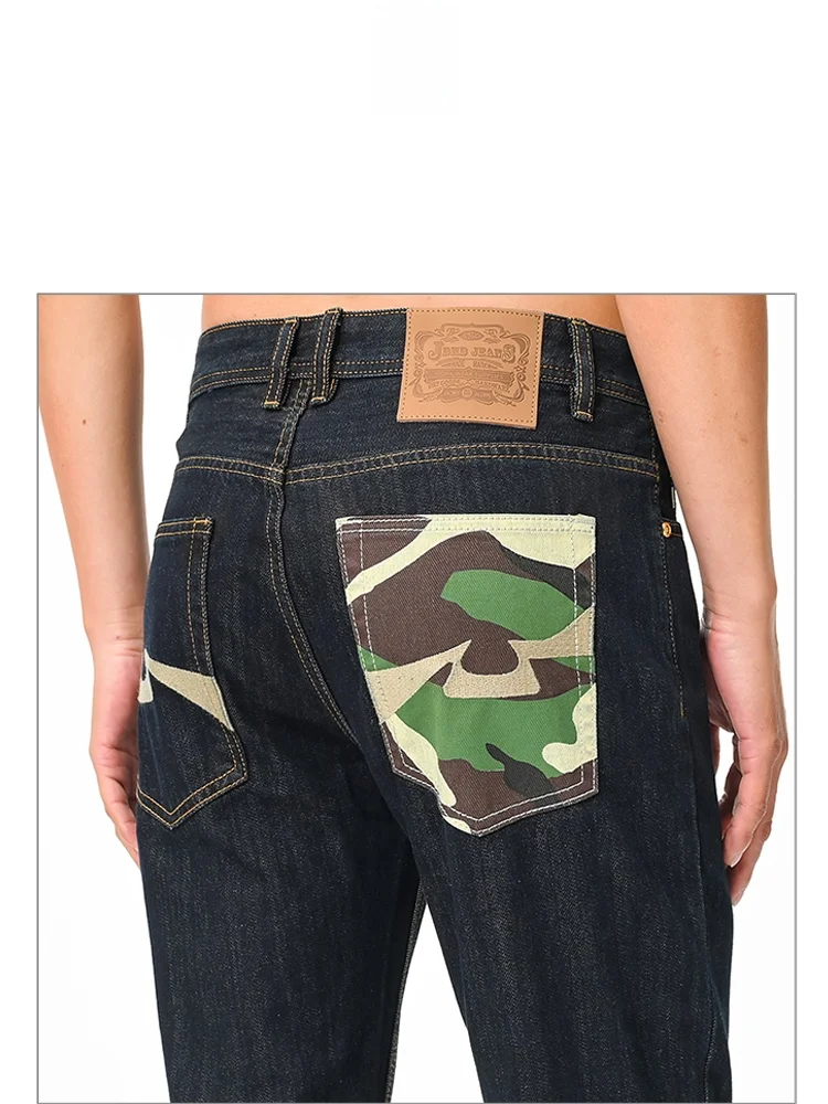 

Waed Vintage American Denim Jeans Loose Straight Leg Torn Ear Dyeing Proc Youth Casual Long Trousers for Men