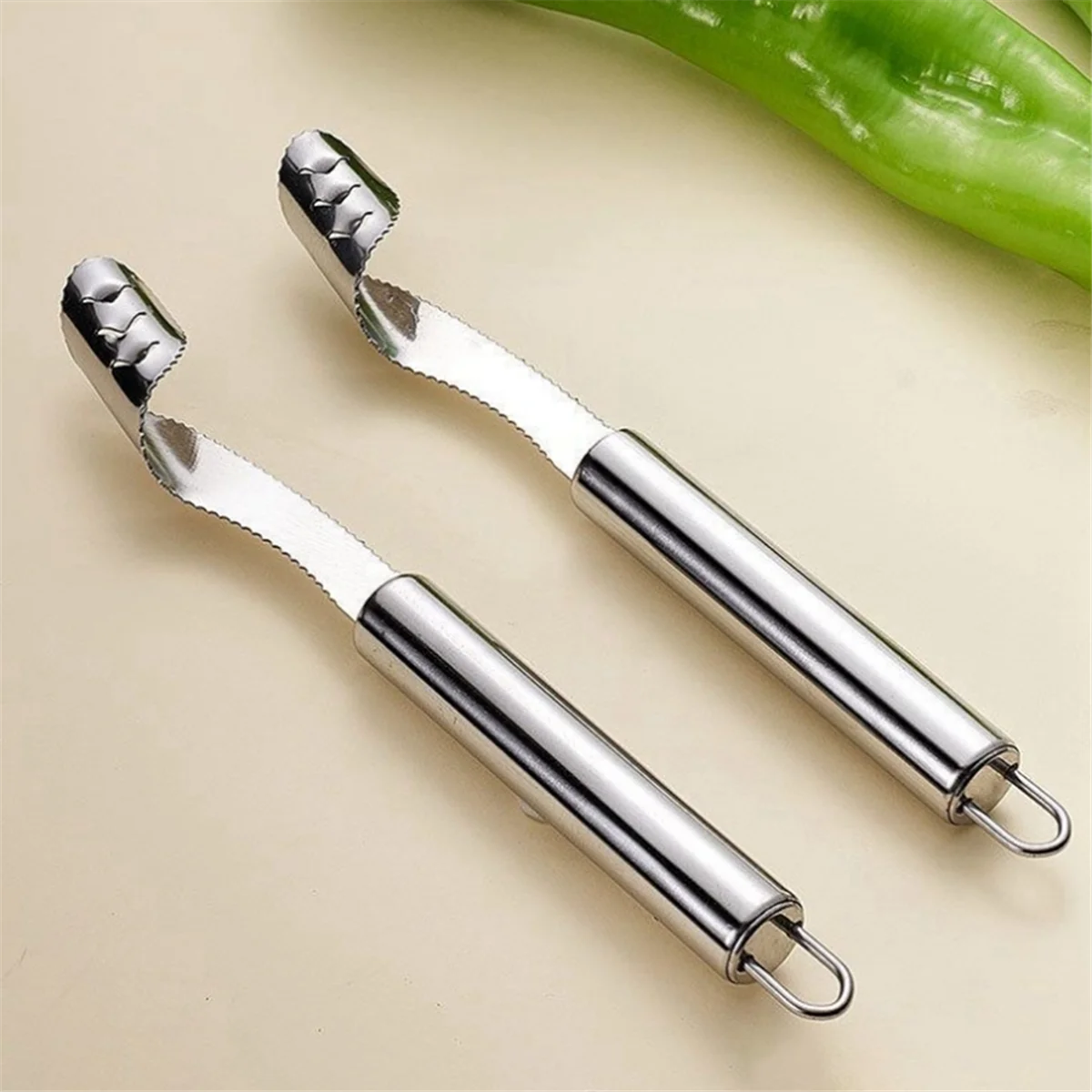 Pepper Seed Corer Remover,Stainless Steel Pepper Seed Corer Remover with Serrated Teeth,Portable Vegetable Seed Remover