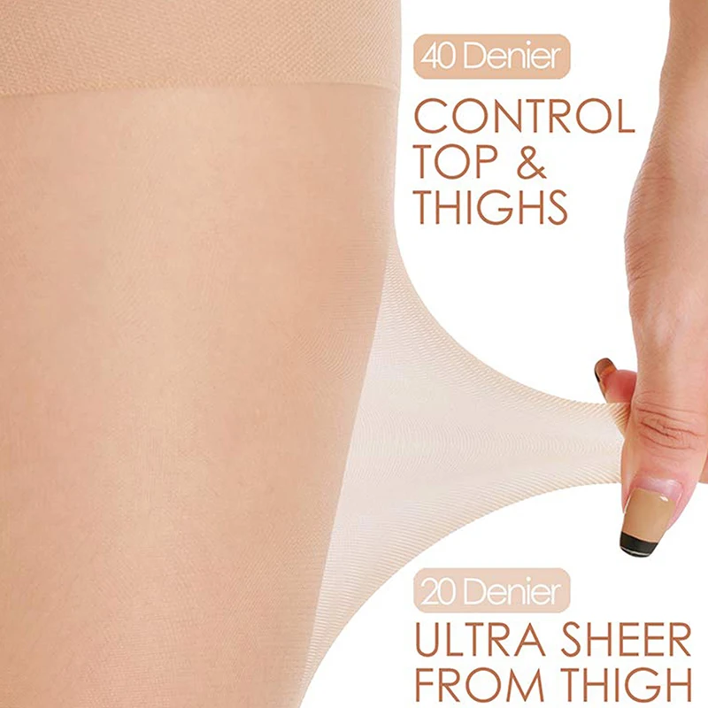 Kave 3 Pairs 20D Women\'s Sheer Tights Ultra Thin High Waist Pantyhose Thigh High Stockings