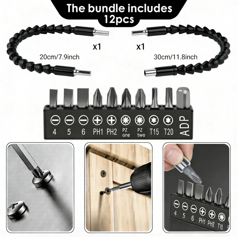300mm Hex Shank Flexible Extension Shaft Black Multi Angle Drill Bit Connecting Rod Universal Flexible Shaft For Electric Screwd