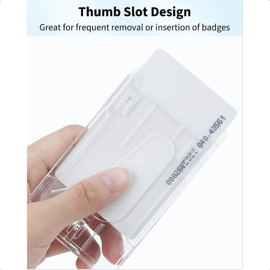 2 Pack Vertical 2Card Badge Holder with Thumb Slot Hard Transparent PC Case Protector for Office School IDs Credit Cards Driver