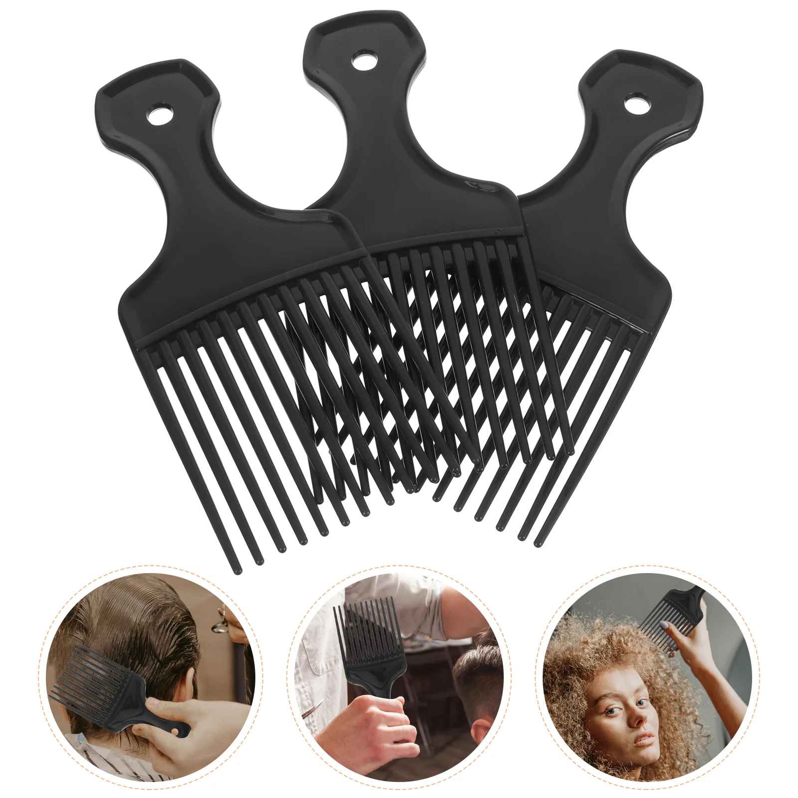 

3 Pcs Hair Detangling Comb Scalp Massage Combs for Men Rake Brush Set Black Wide