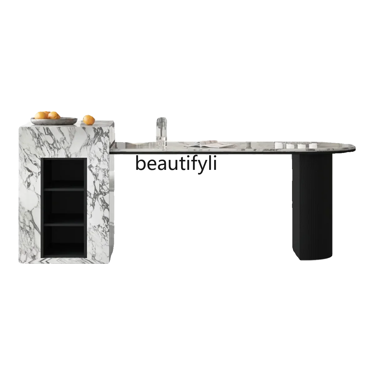 

A57 Marble island dining table integrated rock slab simple cream style light luxury retractable table