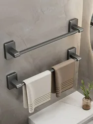 Wall Mounted Towel Rack Bathroom Storage Rack No Drilling Bathroom Horizontal Bar Towel Rack Kitchen Bathroom Accessories