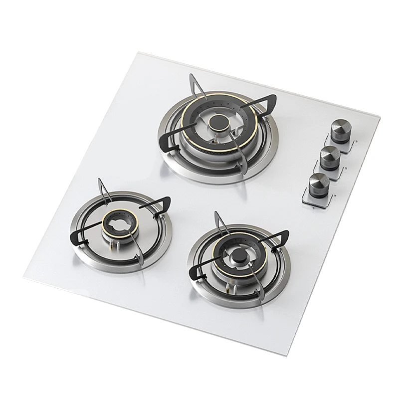 

Кухонная техника, газовая плита, сжиженный газ, умные белые газовые варочные панели, стеклянная верхняя батарея, 3-конформовая газовая плита для кухни