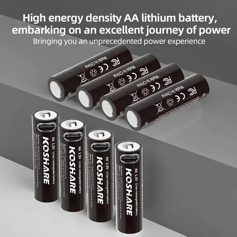 

KOSHARE 1.5V AA lithium battery 4255mWh c type USB rechargeable, toys, smart door lock, mouse, game console, with free charger