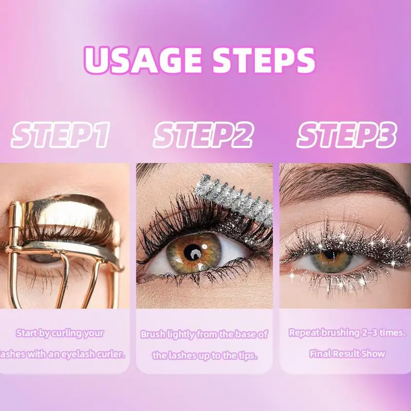 Glitter Mascara Glanzende Mascara Waterdichte Curling Volume Lash Verlenging Langdurige Snelle Glitter Mascara Make-Up Accessoires