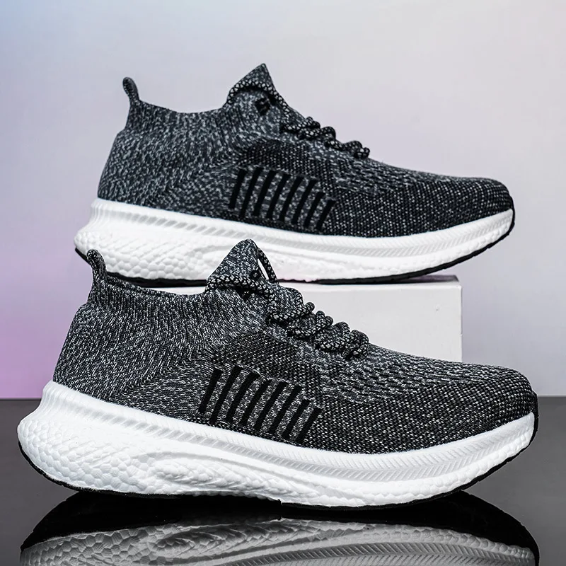 

Мужские кроссовки с плоской сеткой, дышащие уличные летние легкие теннисные туфли на шнуровке, классические уличные прогулочные кроссовки для подростков