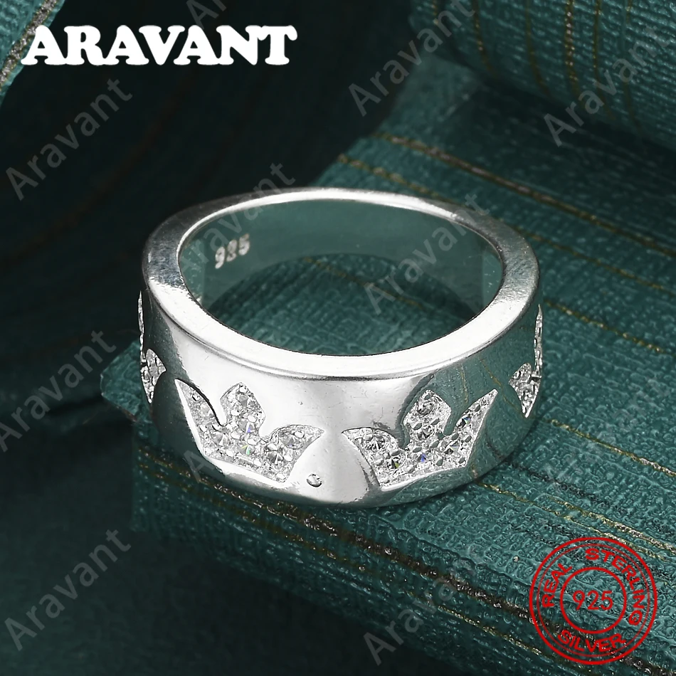 925 Sterling Silver Zircon Crown Pattern Engraved Ring - A Fresh And Elegant Design For Women'S Engagement Jewelry