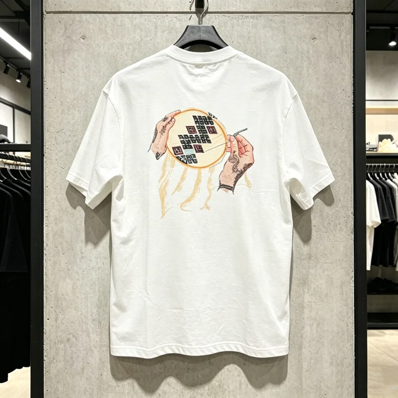 Waffle Chest Big Embroiery S Label Derschutze T Shirt Men Women Back Handicraft Stitch Pattern T-shirt Quick Dry Breathe Clothes