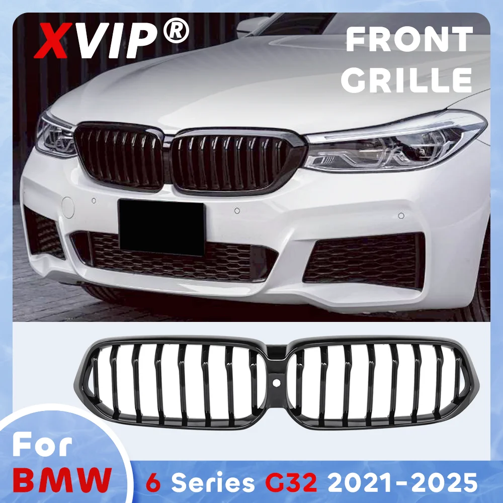 

XVIP Glossy Black Single Line Style Front Bumper Grille For BMW 6-Series G32 2021-2024