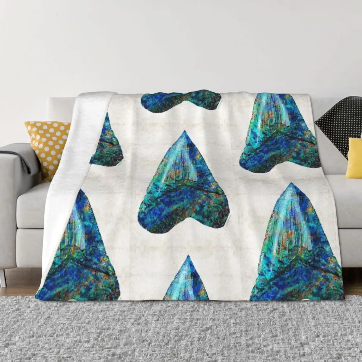 

Blue Shark Tooth Art by Sharon Cummings Throw Blanket Flannel Fabric valentine gift ideas Vintage Custom Blankets