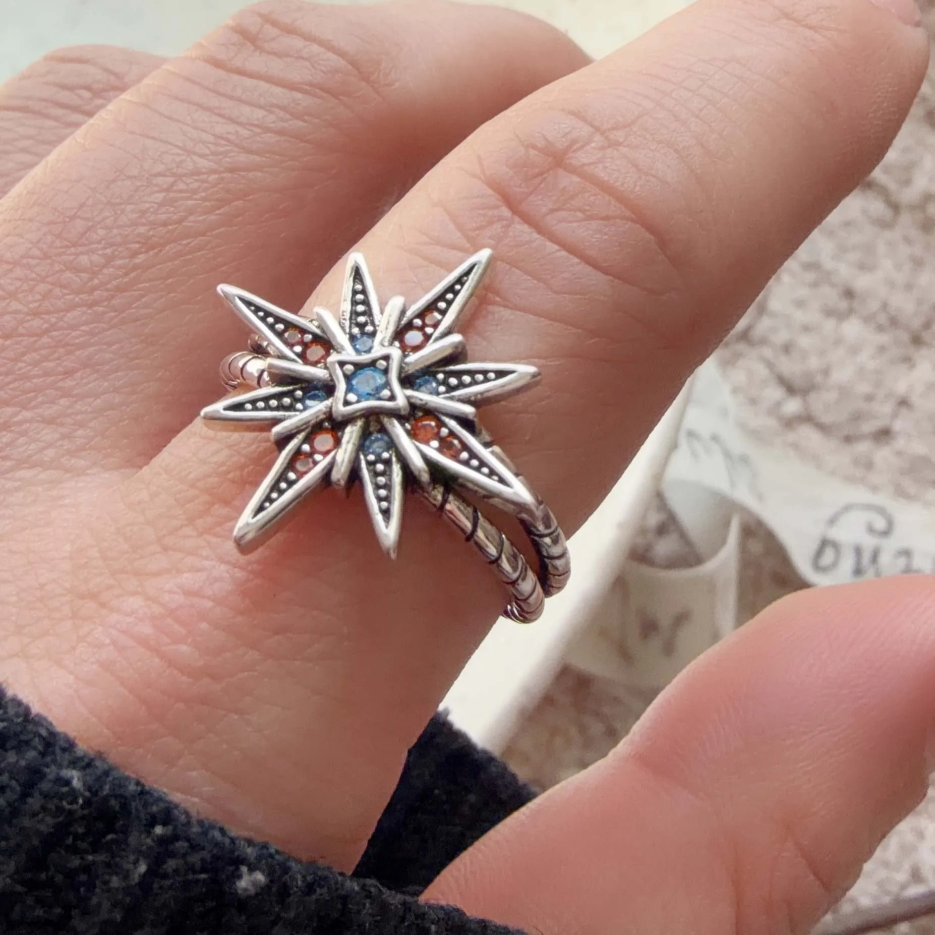 925 Sterling Silver Rings for Women Couple Minimalist Handmade Retro Zircon Star Ring Fine Jewelry Gift Prevent Allergy