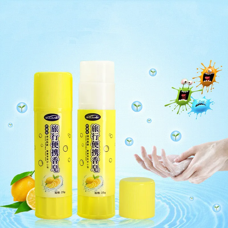 

Travel Solid Soap Lemon Scented Washhand Body Clean Reusable Foaming Small Soaps Outdoor Portable Bath Shower Spin Tube Soap