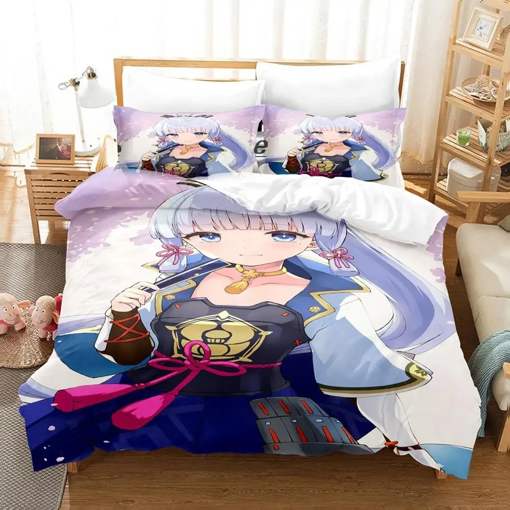 Game Genshin Impact Kamisato Ayaka Bedding Set Duvet Cover Bed Set Quilt Cover Pillowcase Comforter king Queen Size Boys Adult