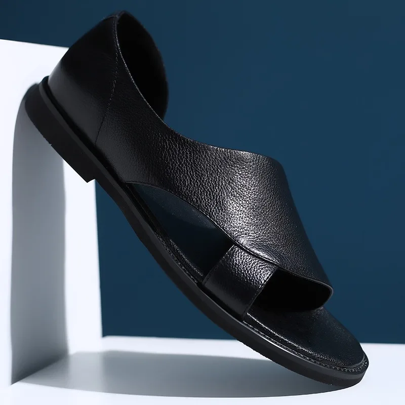 Men Sandals High Quality Cowhide Leather Sandals Fashion Outdoor Casual Summer Roman Shoes for Men Business Sandalias Big Size48