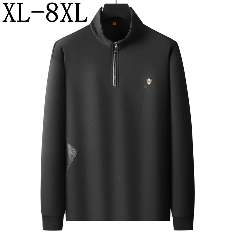 

8XL 7XL 6XL 2025 Новые осенние элитные роскошные рубашки для мужчин Топы Повседневная свободная мужская рубашка поло Модная мужская футболка на молнии с лацканами