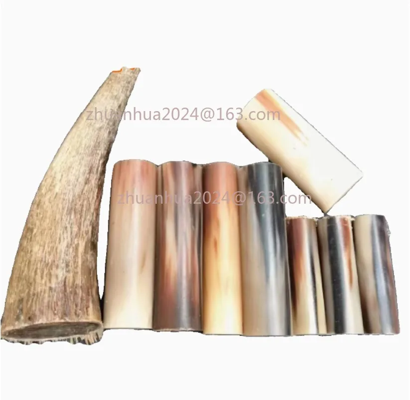 2pcs Natural Horns Red Pattern For Knife Handle,Bead,Board Finger DIY Craftsmanship