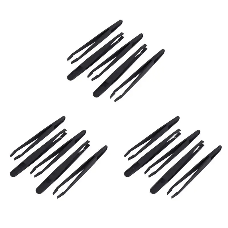 

PORK-15 шт. Ручной инструмент, черный пластиковый антистатический пинцет с плоским наконечником, длина 12 см.