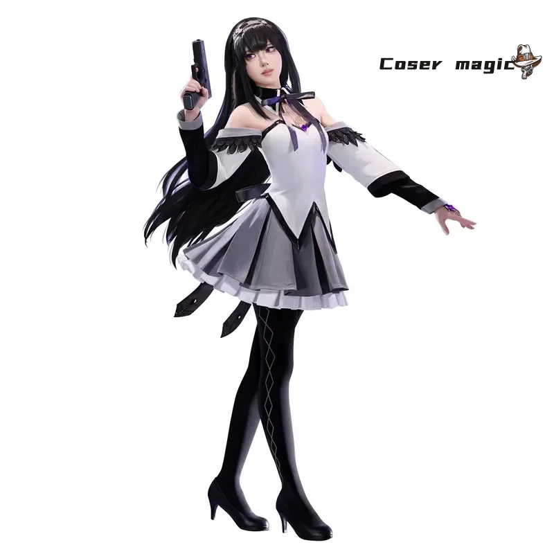

Puella Magi Madoka Magica Akemi Homura Theater Version Combat Suit Uniform Cosplay Costume Halloween Party Outfit Women