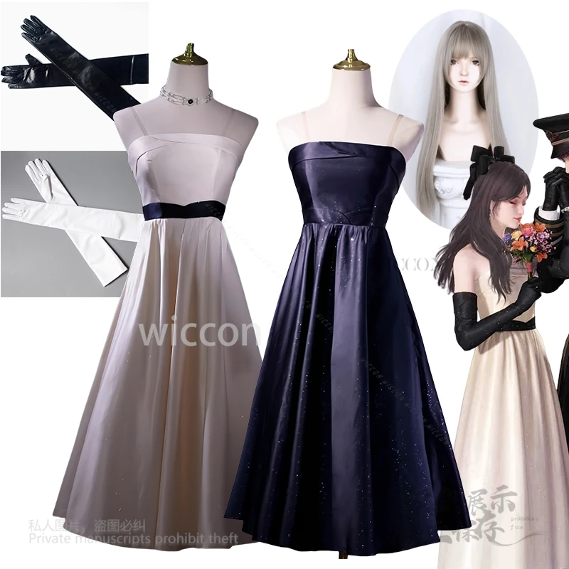 Game Love And Deepspace Heroine Cosplay Costume Party Evening Dress Black White Dance Dress Accessory Woman Wigs Halloween Party