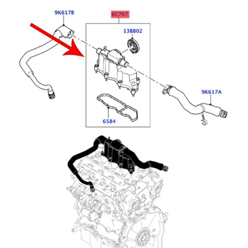 

LR110464 Car Cylinder Head Cover For Land Rover Range Rover Evoque Discovery 2.0