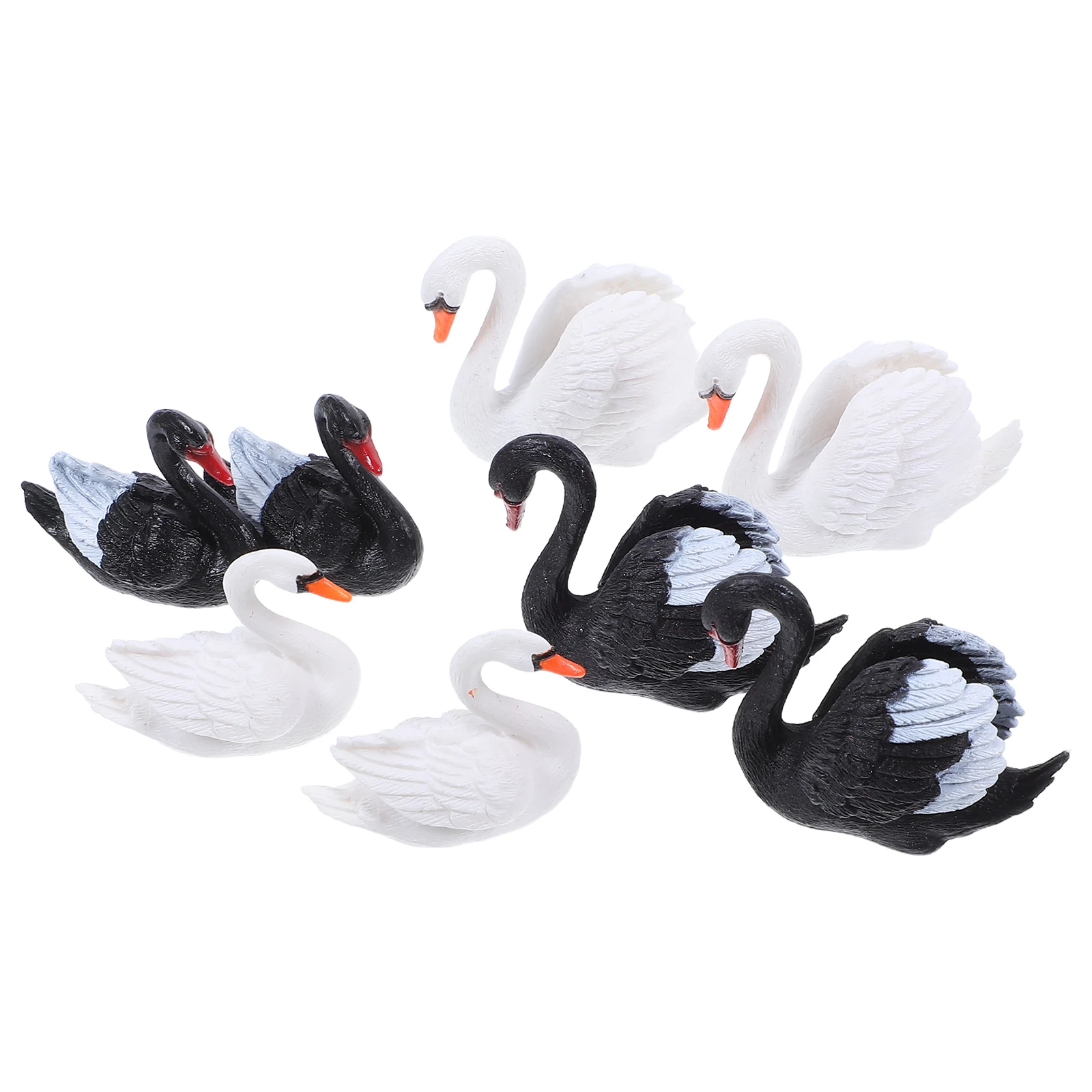 

8pcs Black White Swan Ornament DIY Succulent Decor Cartoon Statue Garden Hotel Office Car Figurines Plastic Lovers Flower Pot