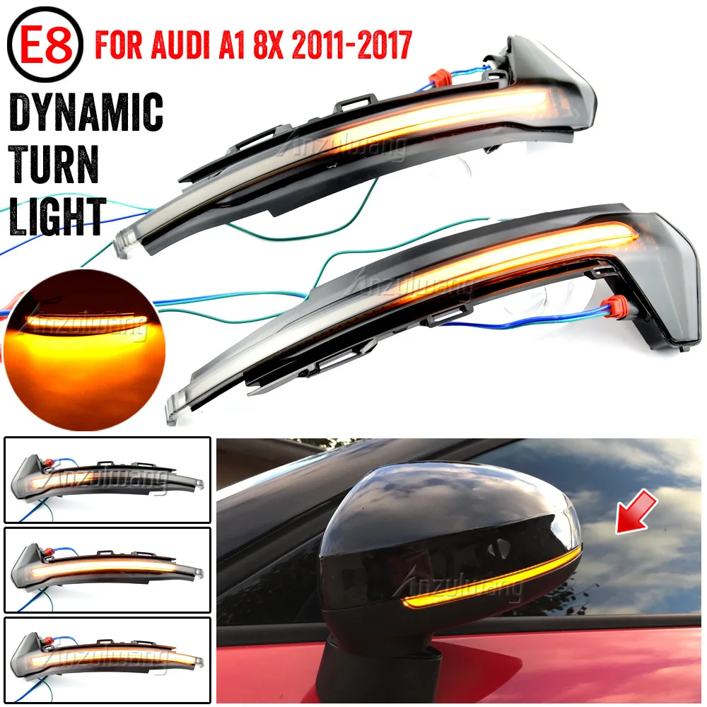 2x LED Dynamic Turn Signal Light Side Mirror Blinker Arrow Sequential Flasher Repeater Fit for AUDI A1 ( 8X ) 2011-05.2018