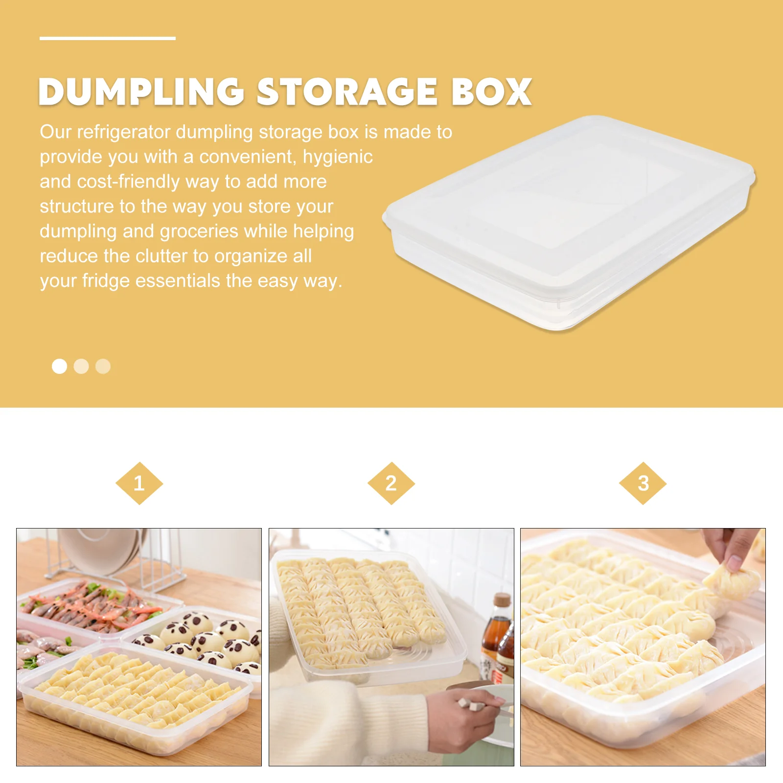 Convenient 2PCS Transparent Dumplings Container Refrigerator Storage Box for Organizing and Preserving Dumplings