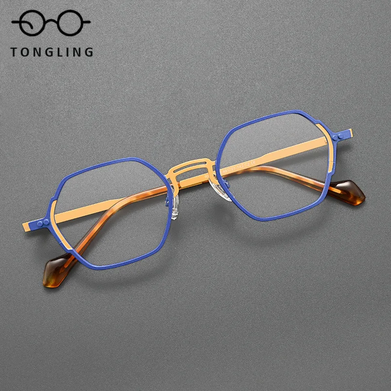 

New Designed Men Handmade Retro Alloy Glasses Featuring Highquality Fashion Women Polygonal Multi-Purpose Stylish Eyeglass Frame