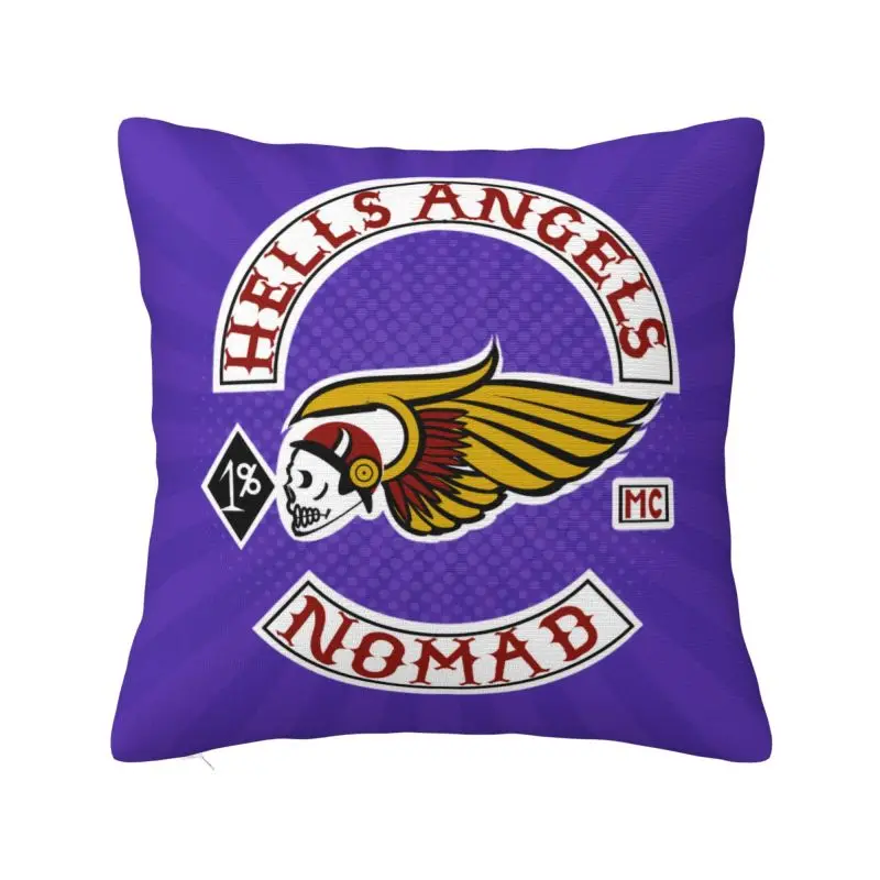 Hells Angels Logo Pillow Living Room Decoration Nordic Motorcycle Club Outdoor Cushions Square Pillowcase