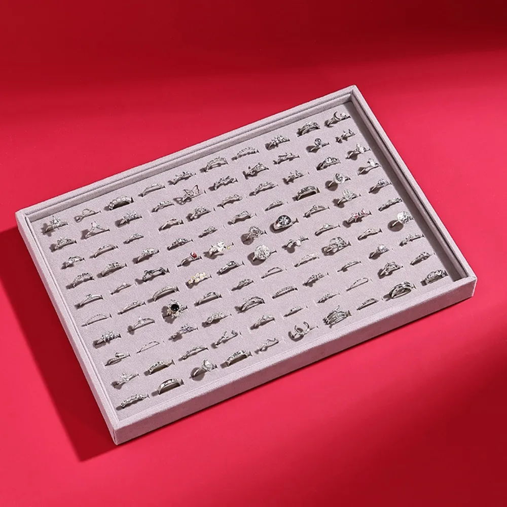 100 Slot Rings Display Organizer Stackable Flat Bottom Jewelry Display Tray Anti-slip Space Saving Jewelry Drawer Inserts