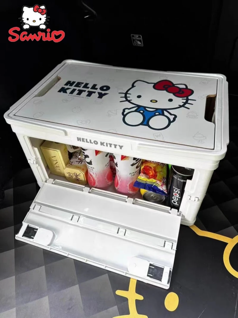 Sanrio Kitty Cat Cool Lolomi Melody Car Trunk Storage Box Suitable For Car Outdoor Camping Folding Camping Picnic Box