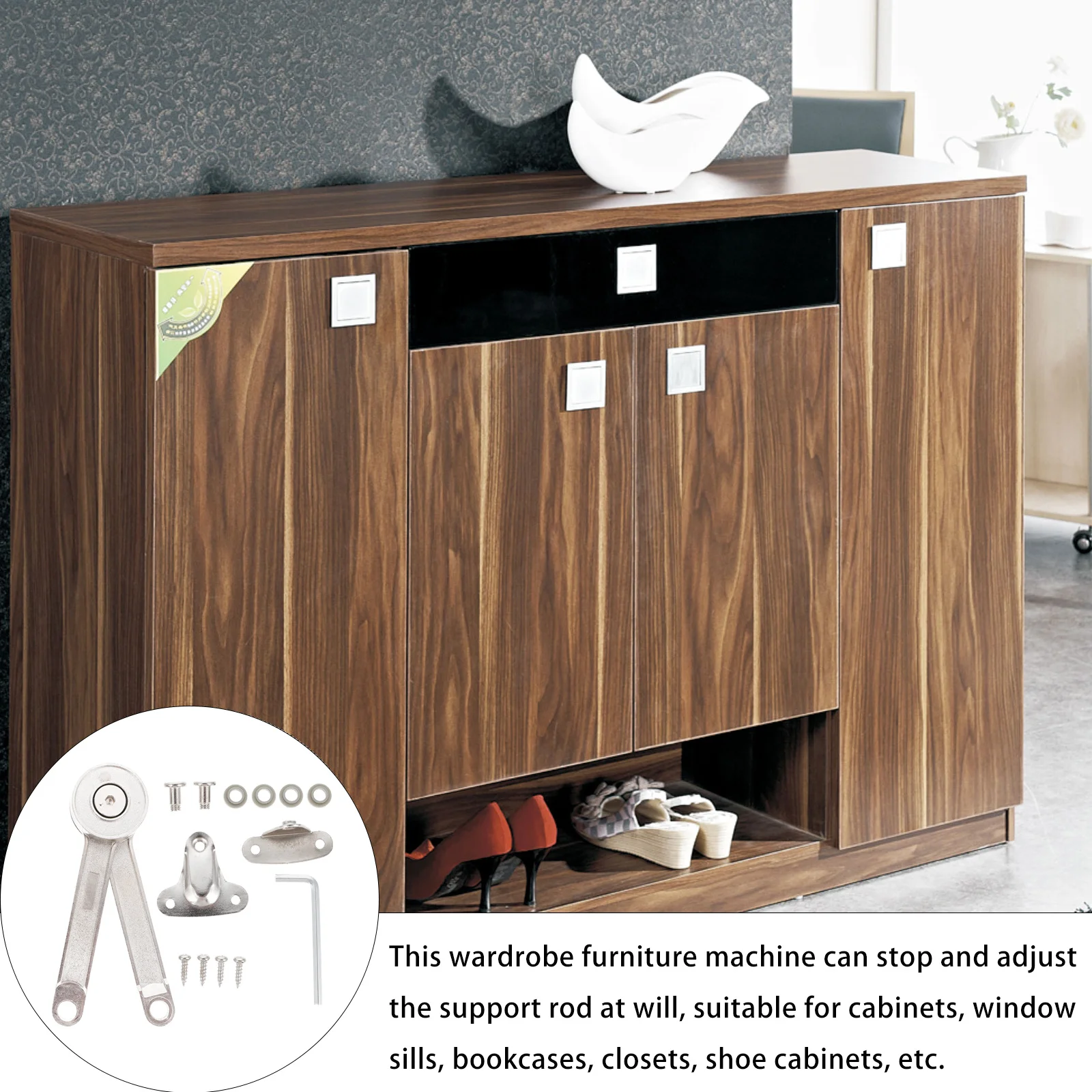 

1 Set Adjustable Lid Stay Hinge For Cabinet Wardrobe Door Window Sill Bookcase Cover Support Bracket Durable Angles