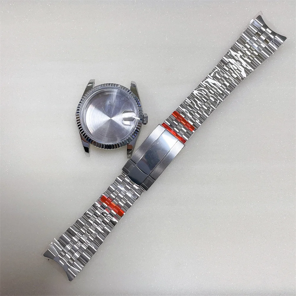 

For NH36 NH35 Watch Case + Strap Set 35.5mm Sapphire Glass Stainless Steel Case Watchband fit for 29-28.5mm Dial