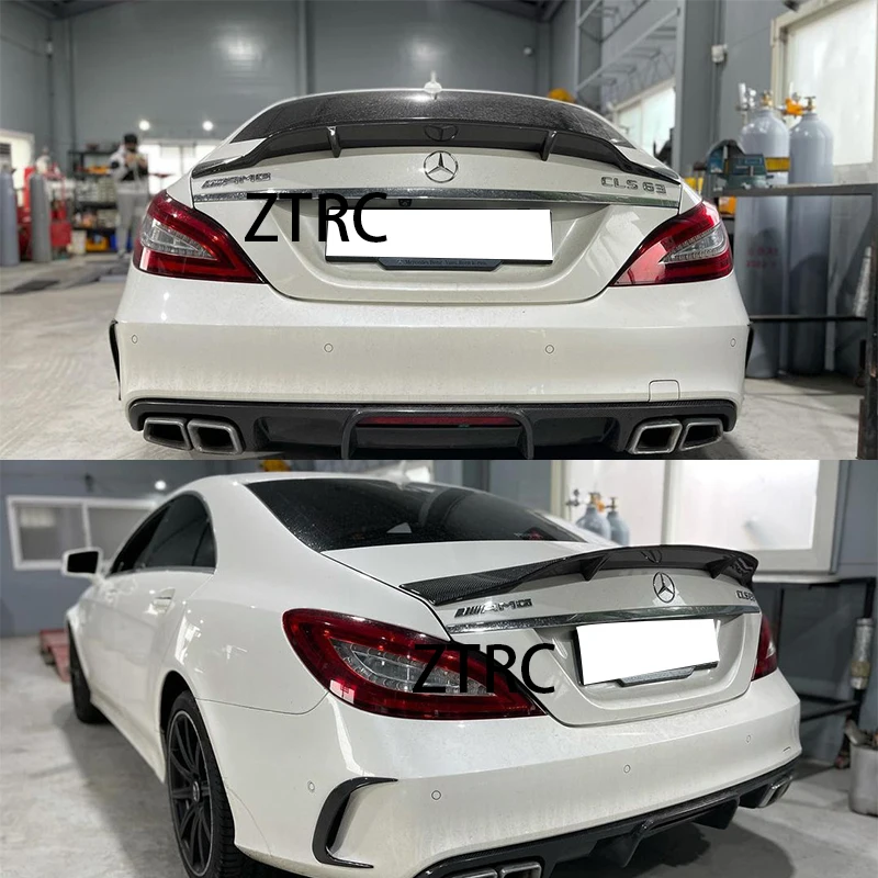 Car Spoiler For Mercedes-Benz CLS 63 53 500 300 C218 W218 R Style Real carbon fiber material Rear Spoiler Trunk wing 2011-2019