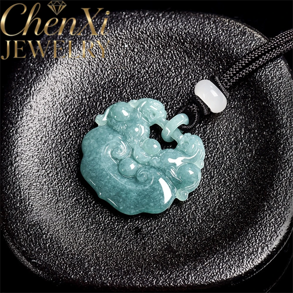 High-End Natural Genuine A-Grade Ice-Grade Water Blue Jideite As Expected Pixiu Lock Pendant Selling Luxury Quality Jewelry