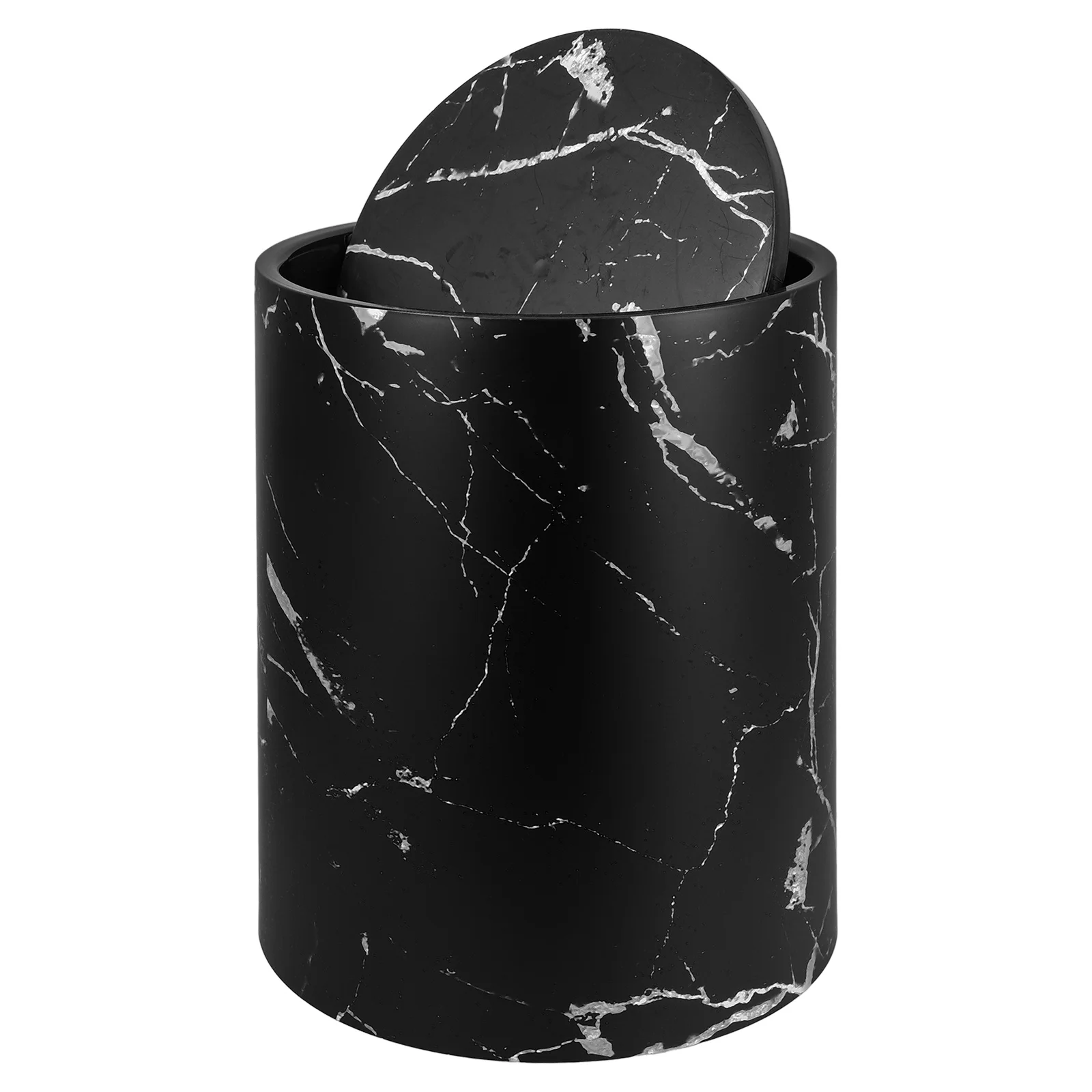 

Marbled Trash Can Small Cans Room Bin Swing Top Outdoor Swing-lid Kitchen Garbage Pp Plastic Bathroom Office