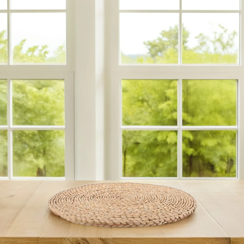 

2Pcs Japanese Floor Cushion Woven Straw Sitting Mat for Meditation Yoga Tatami Bay Window Pad Round Braided Seat Comfortable Eco